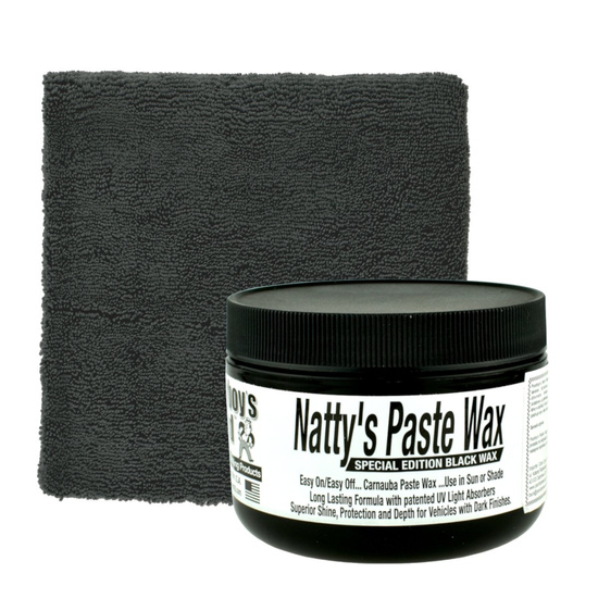 Poorboy's Natty's Paste Wax Black wosk do ciemnych lakierów 227g+mikrofibra