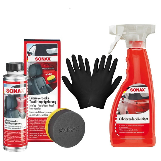 Zestaw: Sonax do czyszczenia i impregnacji dachów w kabrioletach + rękawiczki